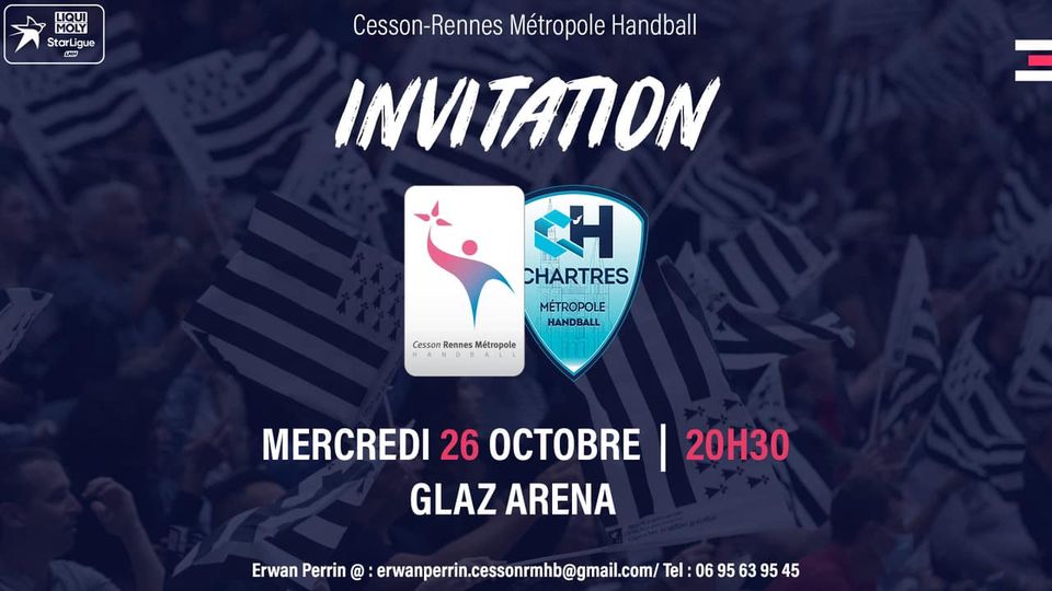 Invitation match CESSON / CHARTRES à la Glaz le 26 octobre